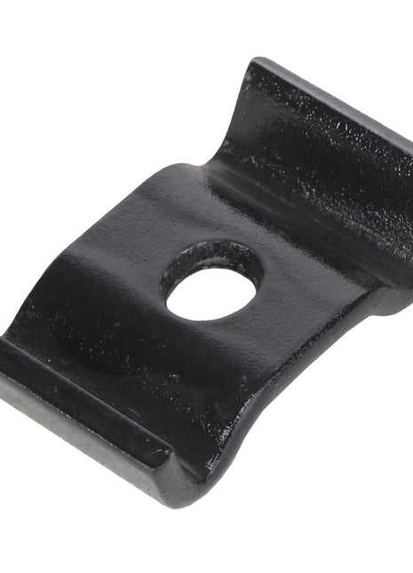 The AGCO | ANCHOR - AL262130, a sleek, black, rectangular metal bracket with a central hole and raised ends, is designed for secure mounting or attachment purposes.