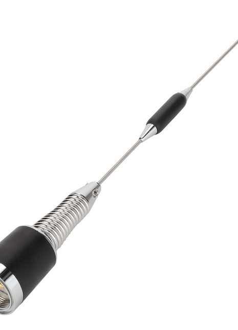 The AGCO | ANTENNA - ACZ0002190 is a retractable metal antenna featuring a spring base and threaded connector, designed for versatile applications. No current product description information available.