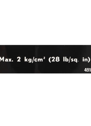 A label reads "Max. 2 kg/cm² (28 lb/sq. in)" followed by the product name "AGCO | DECAL - D49102700". No current product description information is available.