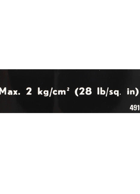 A label reads "Max. 2 kg/cm² (28 lb/sq. in)" followed by the product name "AGCO | DECAL - D49102700". No current product description information is available.