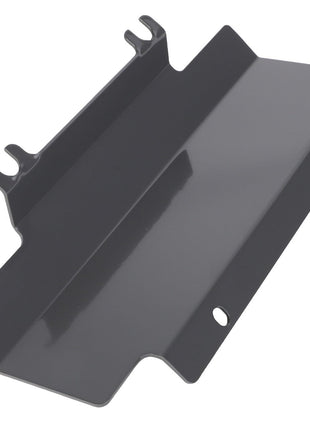 A shiny, black metal bracket from AGCO, featuring two mounting holes and two raised hooks on one side. This unique design is not currently described in any available product descriptions under the name AGCO | Pto Guard - Acw1995580.