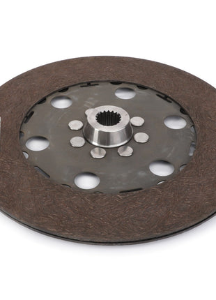 The AGCO | CLUTCH DISC - V30960710, featuring a splined central hub, friction surfaces, and multiple circular cutouts, is displayed against a white background. No current product description information is available.