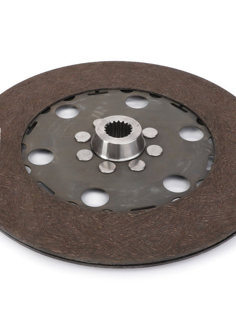 The AGCO | CLUTCH DISC - V30960710, featuring a splined central hub, friction surfaces, and multiple circular cutouts, is displayed against a white background. No current product description information is available.