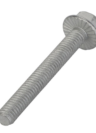 A metallic hex bolt, specifically the AGCO | Hex Flange Head Machine Screw - Acw1057970, featuring a partially threaded shank and an integrated washer head is displayed on a white background. No current product description information is available.