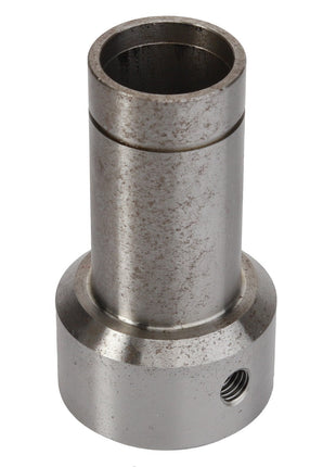 The AGCO | Bush - La322025550, is a metal pipe connector featuring a cylindrical shaft and a threaded hole on its base. No current product description information is available.