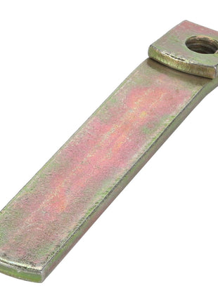 This product, named AGCO | LOCKNUT - D27300323 from the AGCO brand, is a metal flat bar featuring a hole on one end. It exhibits a slightly rusted and weathered look. There is currently no detailed product description available for it.
