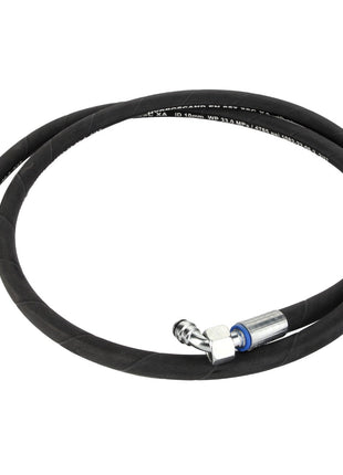 Image of the AGCO Hose - Acw0881950, a black rubber hose with metal connectors at both ends, forming a loop. The hose appears to be flexible and is commonly used for hydraulic or pneumatic systems. No specific dimensions are provided.