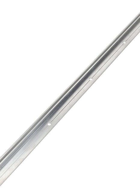 The AGCO | Holder - Acw9509720 by AGCO is a long, silver metal strip featuring precisely spaced holes along its surface, making it ideal for mounting or structural support purposes.