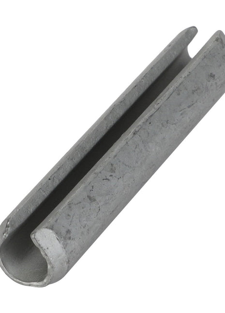 A close-up image of the AGCO Roll Pin - Fel107475, showcasing its gray metallic finish, cylindrical shape, and longitudinal slit. No current product description available for this product.