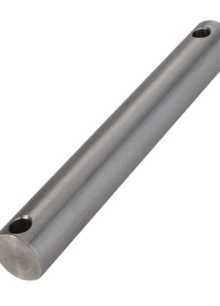 The AGCO | Axle - Fel150512 is a cylindrical metallic rod featuring a smooth surface and precisely drilled holes near each end.