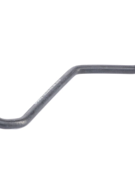 A metallic, angular pipe with a bend in the middle, featuring openings on both ends. The pipe resembles AGCO's hose for coolant (product code: 725200050100), often found in Fendt Models Vario by AGCO Genuine Cooling Hoses.