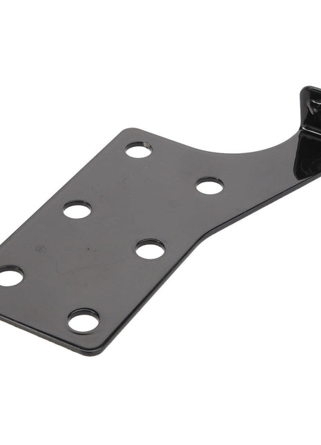 Introducing the AGCO Bracket - Acw1514110, a metal bracket with an angled design featuring six evenly spaced holes and a convenient mounting tab at one end. Perfect for your various mounting needs.