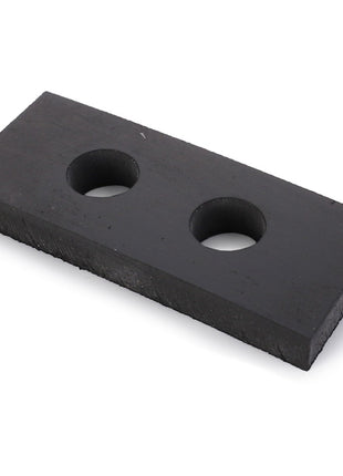 A black rectangular rubber block with two circular holes arranged in a line, known as the AGCO Plate (V836324443) from AGCO. No current product description available.