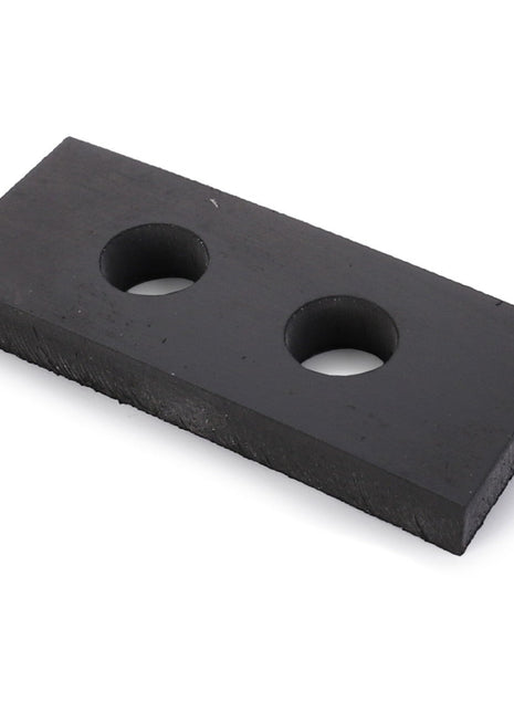 A black rectangular rubber block with two circular holes arranged in a line, known as the AGCO Plate (V836324443) from AGCO. No current product description available.