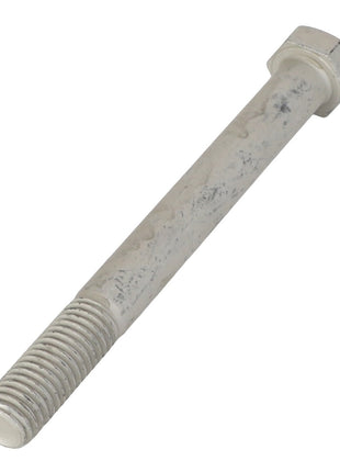 Here is a detailed view of an AGCO | HEXAGONAL HEAD BOLT - AG553417, featuring threads on one end and a hexagonal head on the other. The bolt shows signs of wear and light corrosion. No further product description information is available at this time.
