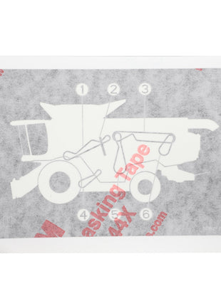 AGCO Decal, Drive, Left Hand - Acw2424620 featuring numbered parts labeled 1 through 6, accompanied by masking tape. No current product description information is available.