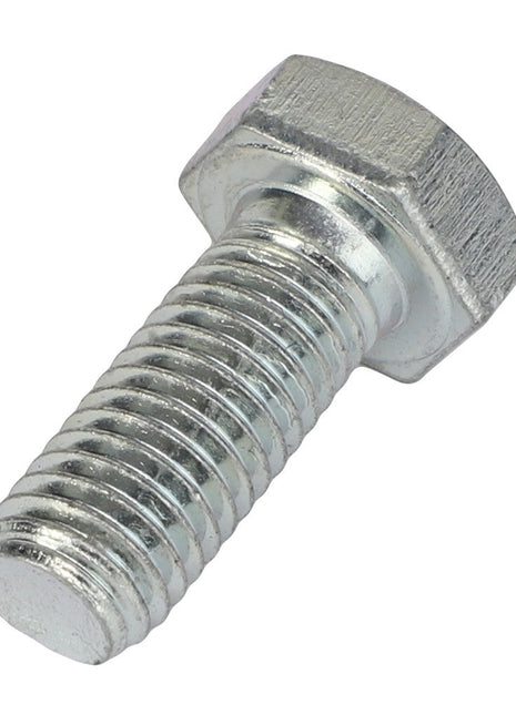 A close-up of the AGCO | SCREW - AL5002089, featuring a silver threaded shaft and hexagonal head, positioned at an angle on a white background. Product description information is currently unavailable.
