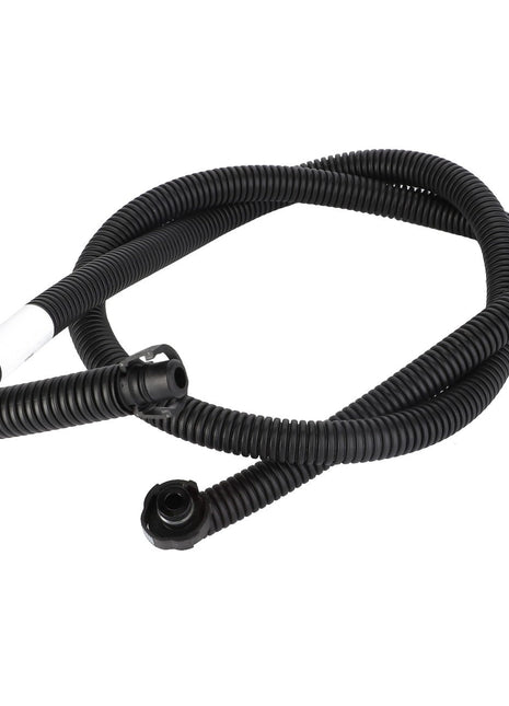 A black flexible corrugated hose with connectors at both ends, coiled on a white background. Product Name: AGCO | Coolant Line - Acw1958090, Brand Name: AGCO. No current product description information available.