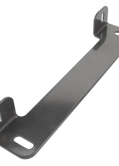 Product Description: The AGCO | Bracket - Acw1656270 by AGCO is a black metal bracket featuring two mounting holes at each end, designed for securing or supporting components.