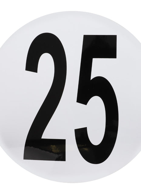 A white oval sign with the number 25 in large black font from AGCO's Decal line, specifically model Acw2096250. No current product description information is available.