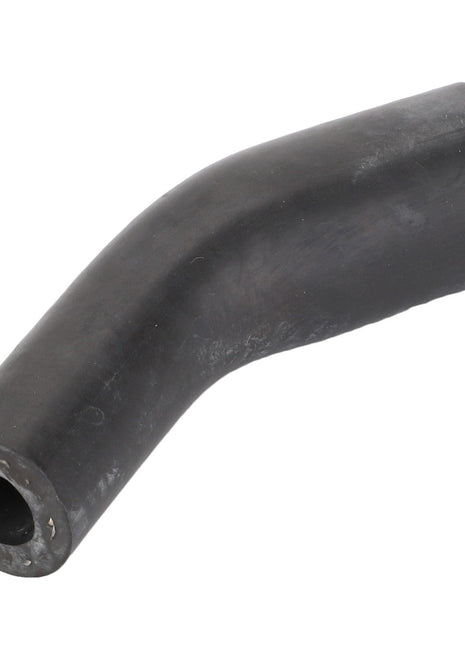 The AGCO | Hose - Acw0709540 is a black, angled rubber hose with a smooth, cylindrical shape and a slight curve to one side. This product description provides all the essential information about its design and features from the well-known AGCO brand.