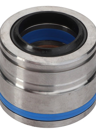 A metal cylindrical bearing featuring blue and black rings around the openings on both ends, known as AGCO | BEARING - AL12707011 from the brand AGCO. No further product description information is available at this time.