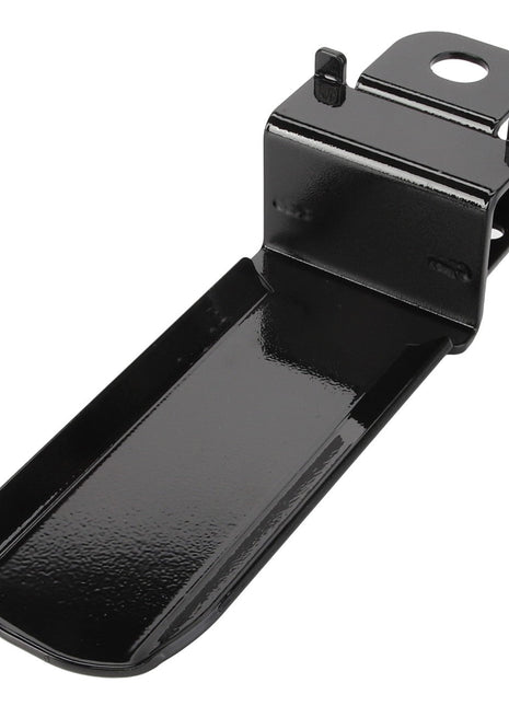 The AGCO Bracket - Acw3545870 is a black metal foot peg featuring a mounting bracket, designed for attachment to a motorcycle. No additional product description information is available at this time.