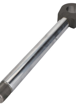 The AGCO | CYLINDER ROD - F716861030010 is a critical mechanical part, characterized by a looped end and a threaded opposite end.