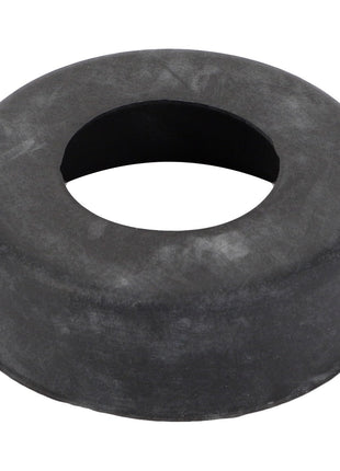 The AGCO Sealing Washer - F150403090340 is a circular black rubber grommet featuring a central hole, designed for protecting or insulating an opening. Some catalogs currently lack a detailed product description for this item.