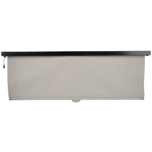 The AGCO Sun Visor - Acw149389A is a beige roller window shade featuring a black mounting bar and side pull cord, designed for an optimal fit and durable quality.