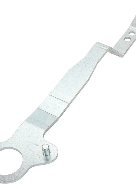 The AGCO Lever - Acp0333420 is a metal bracket with a circular hole on one end and two smaller holes on the other end, featuring an angled design. No current product description available.