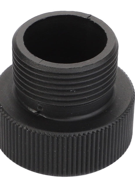 A black plastic threaded cap with a wide opening and a ridged grip, known as the AGCO | ADAPTER - D45010105 from the AGCO brand. No current product description information is available.