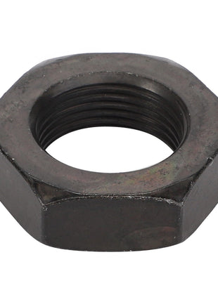 A close-up image of the AGCO Hex Nut - Acw4195980, a black hexagonal nut with internal threading. No current product description information is available.