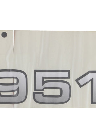A large AGCO decal featuring the number "951" in bold, gray lettering on a white background, complemented by two small black circles at the top. This product, known as AGCO | DECAL - AL11135485, currently has no additional description information available.