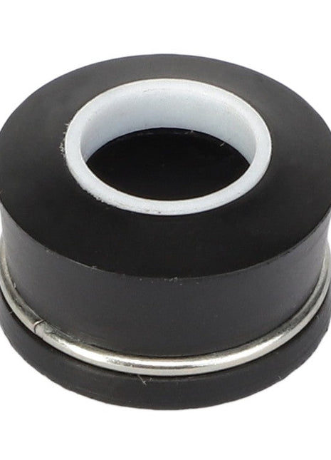 A stylish black rubber grommet with a white interior and metallic reinforcement— AGCO | SEAL - 10V27215 by AGCO.