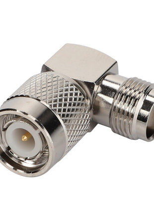 The AGCO Adapter Fitting - Acw4980860 is a right-angle coaxial RF connector that features a sturdy knurled grip.