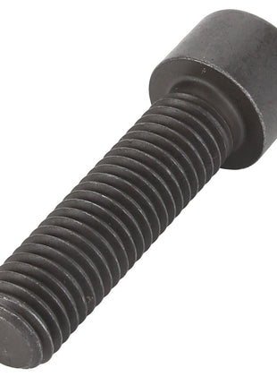 The AGCO Hex Socket Head Capscrew - Acw5322130 is a robust black metal screw with a threaded body and cylindrical head, perfect for heavy-duty applications.