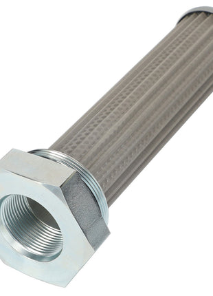 The AGCO Suction Strainer - AG520617 is a cylindrical metal filter with a threaded hexagonal end, designed for use in various fluid systems.