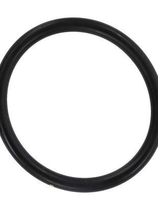The AGCO | O-Ring - La14471380, a sleek, black rubber component by AGCO, stands out strikingly against a pristine white background.