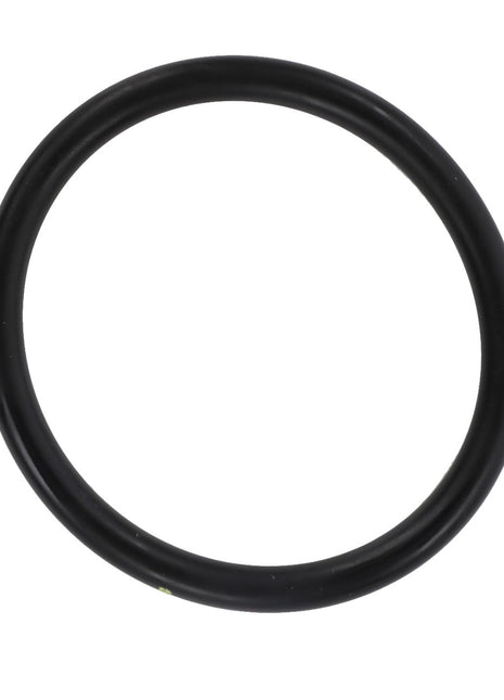 The AGCO | O-Ring - La14471380, a sleek, black rubber component by AGCO, stands out strikingly against a pristine white background.