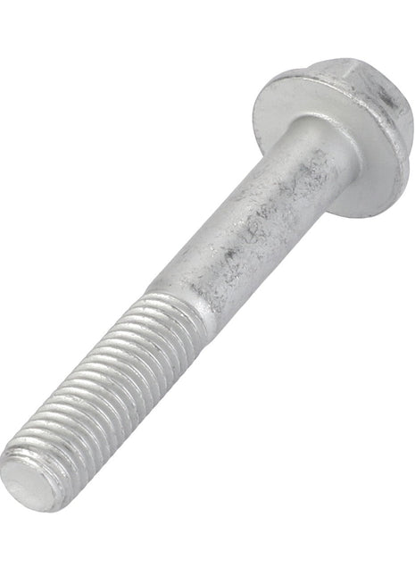 A close-up of the AGCO Hex Cap Screw - La16676834, featuring a silver metal bolt with a threaded end, smooth cylindrical body, and hexagonal head.
