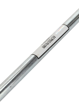 A product named "AGCO | Pin - Acp0379180" by the brand AGCO, which features a silver metallic cylindrical rod with flat ends and a label marked with text, is shown against a white background.