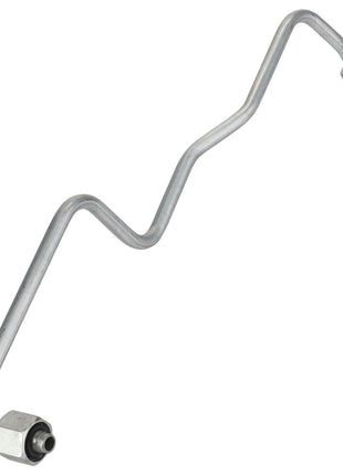 The AGCO Tube - Acw109039A is a silver metal pipe featuring several bends and connectors on both ends, currently lacking a detailed product description.