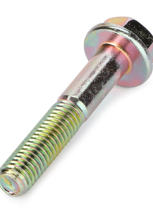 A close-up of the AGCO | Hexagon Flange Bolt - 3009198X1, featuring a partially threaded shank and a washer-like flange under the hex head. The bolt has a metallic finish, conveying quality and durability. No product description available.