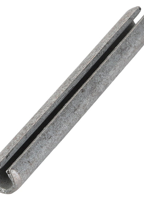 A close-up of the AGCO | Roll Pin - Acp0014160, also known as a spring pin, used in mechanical applications for securely fastening components.