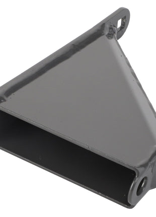 A glossy dark-colored metal triangular bracket with rounded edges and three holes. (Product Name: AGCO | Deflector - Acw3850200, Brand Name: AGCO)