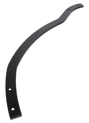 Introducing the AGCO | ACTION SECTION, RIGHT HAND - ACP0425620: a sleek, curved black metal piece with holes at both ends, offering versatile functionality.