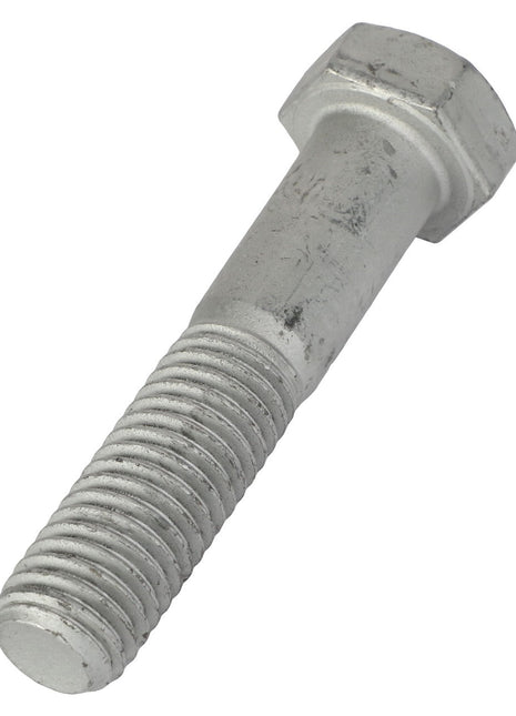 Close-up of an AGCO Hexagonal Head Bolt - AG560870 in silver metal, featuring a hexagonal head and threaded shaft, ideal for fastening materials. No current product description information is available.