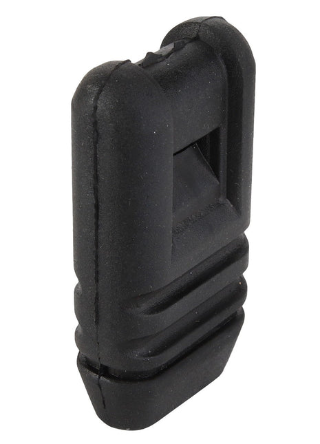 AGCO | KNOB - 0.007.5561.0, a black plastic rectangular object with ridged sides and a hollow rectangular center, possibly a protective cover or stopper. For further details or to place an order, please contact our support team.