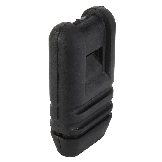 AGCO | KNOB - 0.007.5561.0, a black plastic rectangular object with ridged sides and a hollow rectangular center, possibly a protective cover or stopper. For further details or to place an order, please contact our support team.